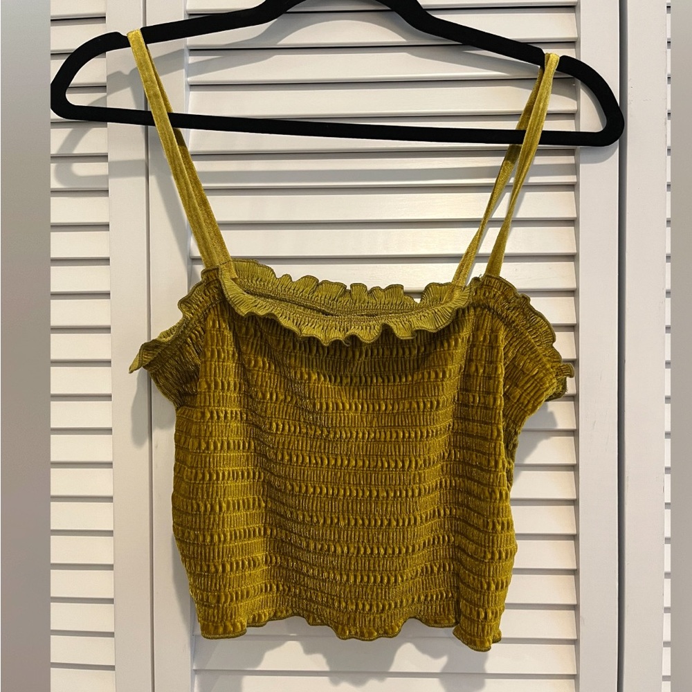 Wild Fable | NWOT Golden Crushed Velvet Stretchy Crop Top | S